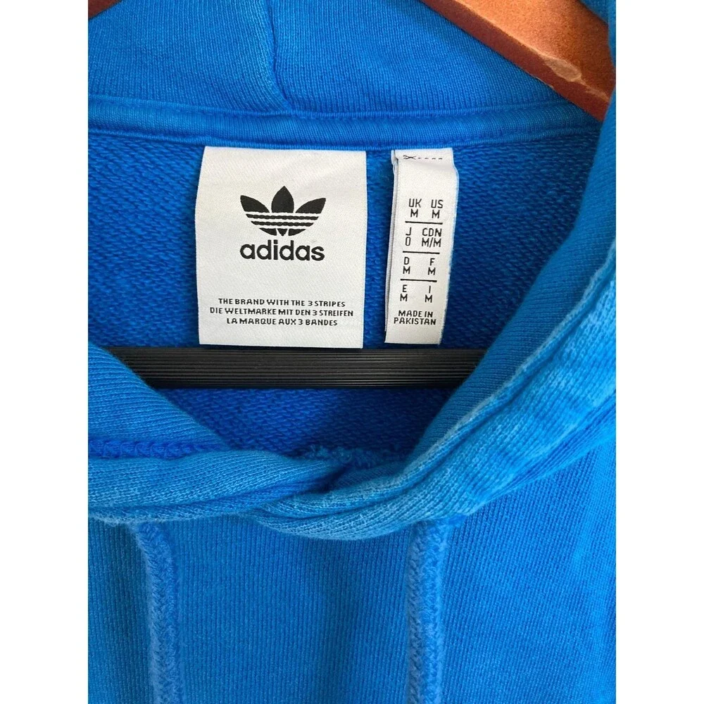 Adidas Hoodie Mens M Blue Pullover Trefoil Logo Athletic Casual